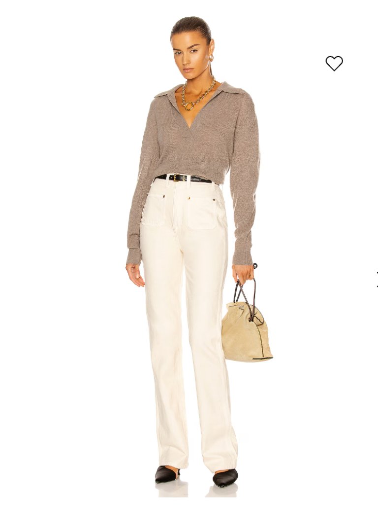 Khaite Isabella Ivory Rigid High Waisted Jean Front Patch Pockets New Nwt 27